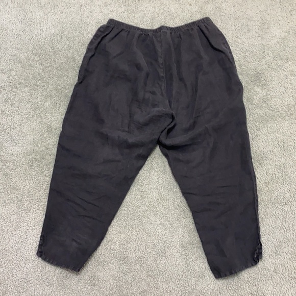 FLAX Black 100% Linen Wide Leg Lagenlook pull on Pants - Picture 3 of 8